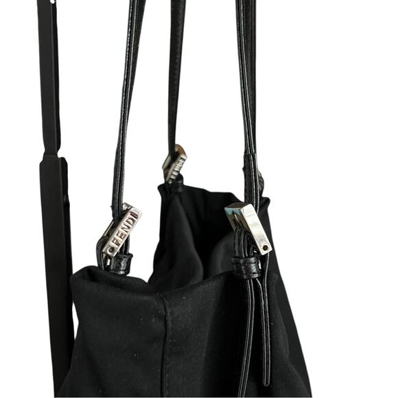 Fendi Women’s Vintage FF Neoprene Black Silver Nylon Baguette Shoulder Bag - Picture 4 of 11